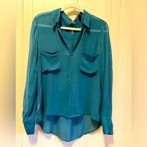 BCBG 100% Silk Sheer Button Down Size Medium